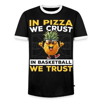 Ananas Basketball Tropische Früchte Sommer Sport - Männer Kontrast-T-Shirt - Schwarz/Weiß - Vorne - AI Model Female 172 light (172cm) & AI Model Male 178 light (178cm)