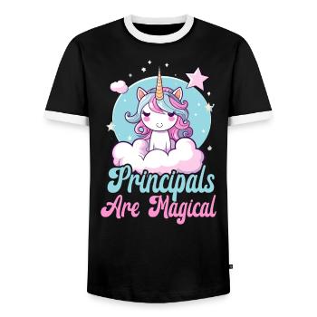 School Administrator Principal Admin Squad - Men's Ringer Shirt - black/white - Front - AI Model Female 172 light (172cm) & AI Model Male 178 light (178cm)
