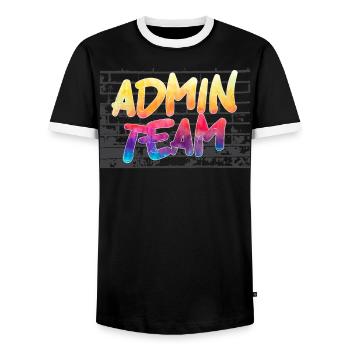 School Administrator Principal Admin Squad - Men's Ringer Shirt - black/white - Front - AI Model Female 172 light (172cm) & AI Model Male 178 light (178cm)