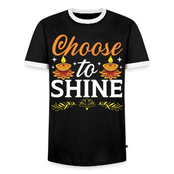 Happy Diwali Diwali Festival Indian Hindu Hinduism - Men's Ringer Shirt - black/white - Front - AI Model Female 172 light (172cm) & AI Model Male 178 light (178cm)