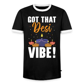 Happy Diwali Diwali Festival Indian Hindu Hinduism - Men's Ringer Shirt - black/white - Front - AI Model Female 172 light (172cm) & AI Model Male 178 light (178cm)