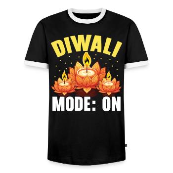 Happy Diwali Diwali Festival Indian Hindu Hinduism - Men's Ringer Shirt - black/white - Front - AI Model Female 172 light (172cm) & AI Model Male 178 light (178cm)
