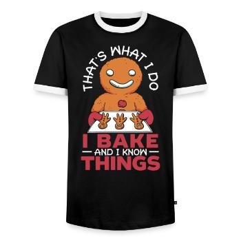 Bäcker Bäckerei Kuchen Brot Muffin Gebäck Lebensmittel Backen - Männer Kontrast-T-Shirt - Schwarz/Weiß - Vorne - AI Model Female 172 light (172cm) & AI Model Male 178 light (178cm)