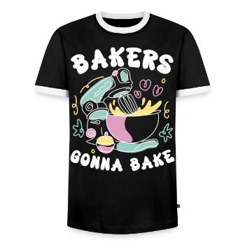 Bäcker Bäckerei Kuchen Brot Muffin Gebäck Lebensmittel Backen - Männer Kontrast-T-Shirt - Schwarz/Weiß - Vorne - AI Model Female 172 light (172cm) & AI Model Male 178 light (178cm)