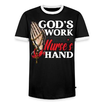 Infirmière chrétienne RN Infirmière autorisée Christianisme - T-shirt contrasté Homme - noir/blanc - Devant - AI Model Female 172 light (172cm) & AI Model Male 178 light (178cm)