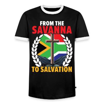 Christianisme afro-américain afro-américain Noir - T-shirt contrasté Homme - noir/blanc - Devant - AI Model Female 172 light (172cm) & AI Model Male 178 light (178cm)