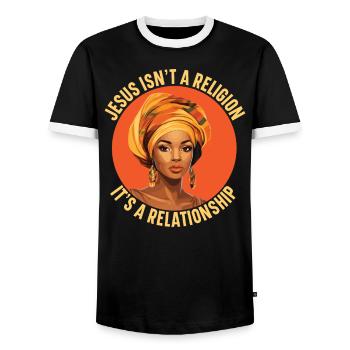 African Christian Afro American Black Christianity - Men's Ringer Shirt - black/white - Front - AI Model Female 172 light (172cm) & AI Model Male 178 light (178cm)