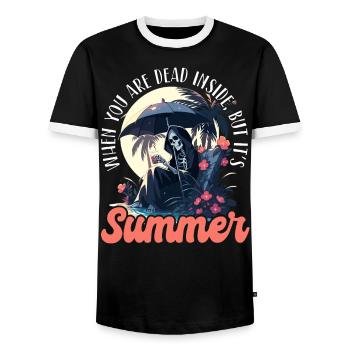 Dead Inside Sarcastic Gothic Skeleton Halloween - Men's Ringer Shirt - black/white - Front - AI Model Female 172 light (172cm) & AI Model Male 178 light (178cm)