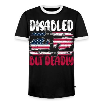 Invalide Veteran Military Soldier Army USA - Männer Kontrast-T-Shirt - Schwarz/Weiß - Vorne - AI Model Female 172 light (172cm) & AI Model Male 178 light (178cm)