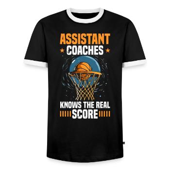 Assistant Coach Sport Trainer Team Coaching - Men's Ringer Shirt - black/white - Front - AI Model Female 172 light (172cm) & AI Model Male 178 light (178cm)