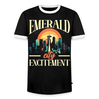 Seattle State Washington USA America United States - Men's Ringer Shirt - black/white - Front - AI Model Female 172 light (172cm) & AI Model Male 178 light (178cm)