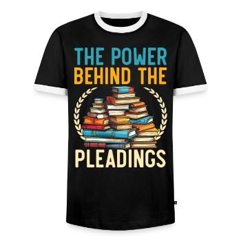 Assistante juridique Profession d’étudiante en droit Parajuriste - T-shirt contrasté Homme - noir/blanc - Devant - AI Model Female 172 light (172cm) & AI Model Male 178 light (178cm)