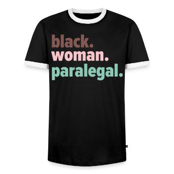 Legal Assistant Law Student Profession Paralegal - Men's Ringer Shirt - black/white - Front - AI Model Female 172 light (172cm) & AI Model Male 178 light (178cm)