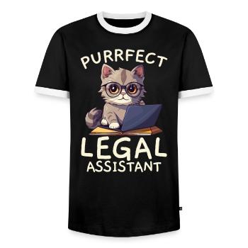 Assistante juridique Profession d’étudiante en droit Parajuriste - T-shirt contrasté Homme - noir/blanc - Devant - AI Model Female 172 light (172cm) & AI Model Male 178 light (178cm)