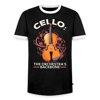 Cello Player Musical Instrument Musician Cellist - Men's Ringer Shirt - black/white - Front - AI Model Female 172 light (172cm) & AI Model Male 178 light (178cm)