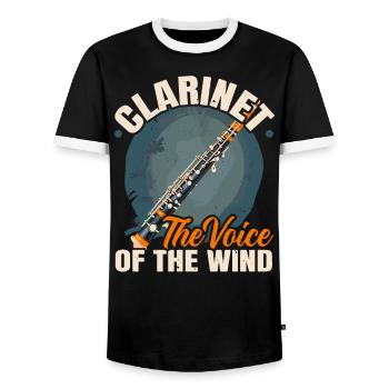 Klarinetten Musikinstrument Musiker Klarinettist - Männer Kontrast-T-Shirt - Schwarz/Weiß - Vorne - AI Model Female 172 light (172cm) & AI Model Male 178 light (178cm)