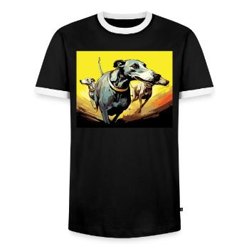 Greyhound Racing Dog Race Greyhound Race Propriétaire de lévrier - T-shirt contrasté Homme - noir/blanc - Devant - AI Model Female 172 light (172cm) & AI Model Male 178 light (178cm)