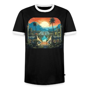 Pompeii History Travel I Love Roman Empire - Men's Ringer Shirt - black/white - Front - AI Model Female 172 light (172cm) & AI Model Male 178 light (178cm)