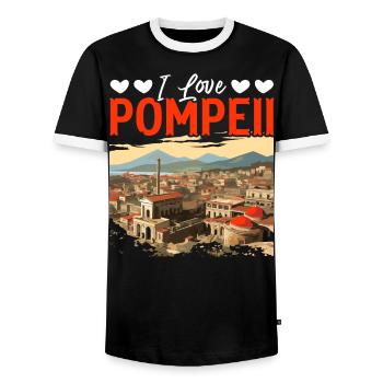 Pompeji Geschichte Reisen Ich liebe das Römische Reich - Männer Kontrast-T-Shirt - Schwarz/Weiß - Vorne - AI Model Female 172 light (172cm) & AI Model Male 178 light (178cm)