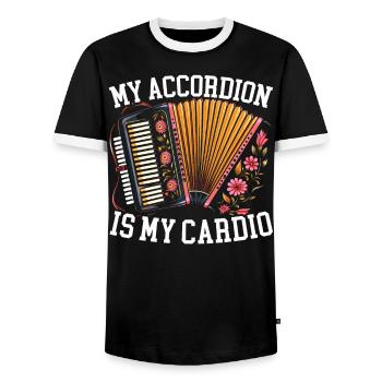 Accordion Player Musical Instrument Accordionist - Men's Ringer Shirt - black/white - Front - AI Model Female 172 light (172cm) & AI Model Male 178 light (178cm)