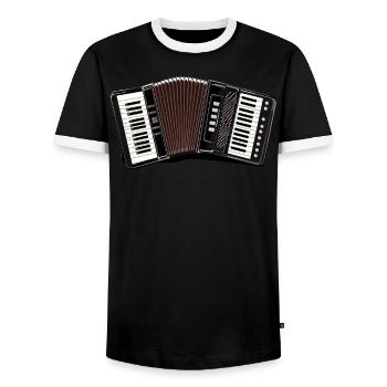 Accordion Player Musical Instrument Accordionist - Men's Ringer Shirt - black/white - Front - AI Model Female 172 light (172cm) & AI Model Male 178 light (178cm)