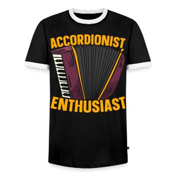 Akkordeonspieler Musikinstrument Akkordeonist - Männer Kontrast-T-Shirt - Schwarz/Weiß - Vorne - AI Model Female 172 light (172cm) & AI Model Male 178 light (178cm)