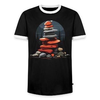 Bas de roche empileur de pierres Équilibre de roche - T-shirt contrasté Homme - noir/blanc - Devant - AI Model Female 172 light (172cm) & AI Model Male 178 light (178cm)