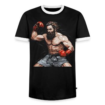 Muay Thaï Boxe Arts Martiaux Artiste Martial MMA - T-shirt contrasté Homme - noir/blanc - Devant - AI Model Female 172 light (172cm) & AI Model Male 178 light (178cm)