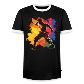 Muay Thaï Boxe Arts Martiaux Artiste Martial MMA - T-shirt contrasté Homme - noir/blanc - Devant - AI Model Female 172 light (172cm) & AI Model Male 178 light (178cm)