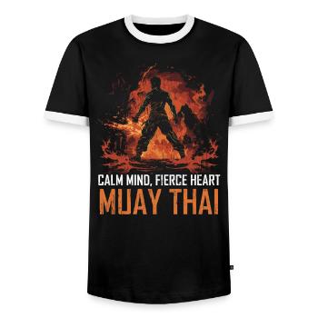 Muay Thai Boxen Kampfsport Kampfkünstler MMA - Männer Kontrast-T-Shirt - Schwarz/Weiß - Vorne - AI Model Female 172 light (172cm) & AI Model Male 178 light (178cm)