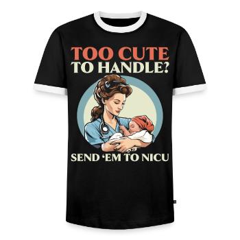 Examinierte Krankenschwester Medizinische Medizin Neugeborene Krankenschwester - Männer Kontrast-T-Shirt - Schwarz/Weiß - Vorne - AI Model Female 172 light (172cm) & AI Model Male 178 light (178cm)
