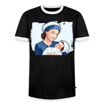 Examinierte Krankenschwester Medizinische Medizin Neugeborene Krankenschwester - Männer Kontrast-T-Shirt - Schwarz/Weiß - Vorne - AI Model Female 172 light (172cm) & AI Model Male 178 light (178cm)