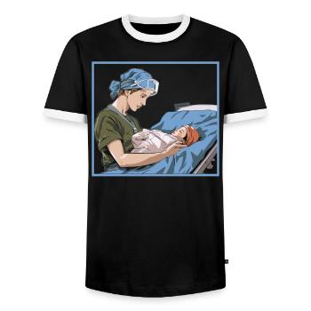 Examinierte Krankenschwester Medizinische Medizin Neugeborene Krankenschwester - Männer Kontrast-T-Shirt - Schwarz/Weiß - Vorne - AI Model Female 172 light (172cm) & AI Model Male 178 light (178cm)