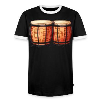 Bongospieler Musikinstrument Musiker - Männer Kontrast-T-Shirt - Schwarz/Weiß - Vorne - AI Model Female 172 light (172cm) & AI Model Male 178 light (178cm)