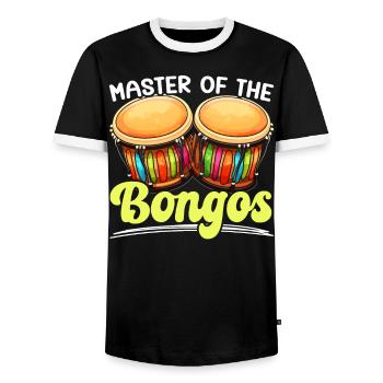 Bongospieler Musikinstrument Musiker - Männer Kontrast-T-Shirt - Schwarz/Weiß - Vorne - AI Model Female 172 light (172cm) & AI Model Male 178 light (178cm)