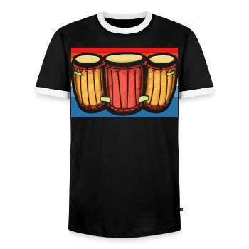 Bongospieler, Musikinstrumentenmusiker - Männer Kontrast-T-Shirt - Schwarz/Weiß - Vorne - AI Model Female 172 light (172cm) & AI Model Male 178 light (178cm)