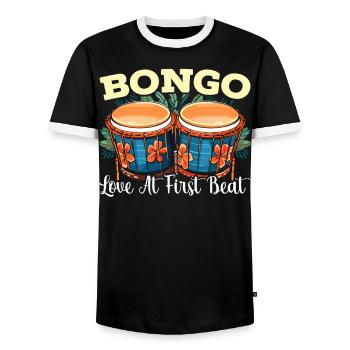 Bongospieler, Musikinstrumentenmusiker - Männer Kontrast-T-Shirt - Schwarz/Weiß - Vorne - AI Model Female 172 light (172cm) & AI Model Male 178 light (178cm)