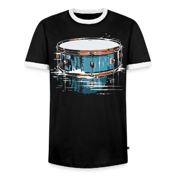 Snare Drum Musikinstrument Musiker Schlagzeuger - Männer Kontrast-T-Shirt - Schwarz/Weiß - Vorne - AI Model Female 172 light (172cm) & AI Model Male 178 light (178cm)