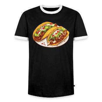 Birria Tacos Mexican Food Mexico Cuisine Foodie - Men's Ringer Shirt - black/white - Front - AI Model Female 172 light (172cm) & AI Model Male 178 light (178cm)