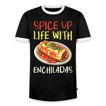 Enchilada Lover Mexican Food Mexico Cuisine Foodie - Men's Ringer Shirt - black/white - Front - AI Model Female 172 light (172cm) & AI Model Male 178 light (178cm)