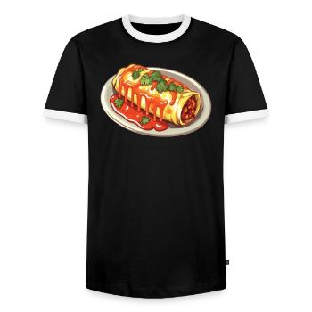 Enchilada Lover Mexican Food Mexico Cuisine Foodie - Men's Ringer Shirt - black/white - Front - AI Model Female 172 light (172cm) & AI Model Male 178 light (178cm)