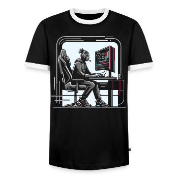 Speedrunning Joueur de jeux vidéo Gamer Gaming - T-shirt contrasté Homme - noir/blanc - Devant - AI Model Female 172 light (172cm) & AI Model Male 178 light (178cm)