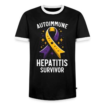 Autoimmun-Hepatitis-Bewusstsein Welt-Hepatitis-Tag - Männer Kontrast-T-Shirt - Schwarz/Weiß - Vorne - AI Model Female 172 light (172cm) & AI Model Male 178 light (178cm)