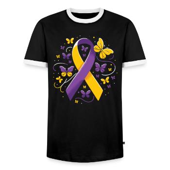 Autoimmun-Hepatitis-Bewusstsein Welt-Hepatitis-Tag - Männer Kontrast-T-Shirt - Schwarz/Weiß - Vorne - AI Model Female 172 light (172cm) & AI Model Male 178 light (178cm)