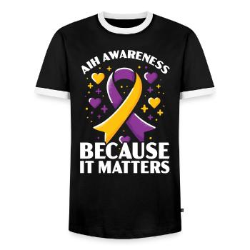 Autoimmun-Hepatitis-Bewusstsein Welt-Hepatitis-Tag - Männer Kontrast-T-Shirt - Schwarz/Weiß - Vorne - AI Model Female 172 light (172cm) & AI Model Male 178 light (178cm)