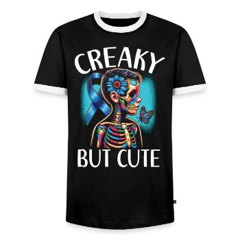 Juvenile Arthritis Awareness Autoimmune Disease - Men's Ringer Shirt - black/white - Front - AI Model Female 172 light (172cm) & AI Model Male 178 light (178cm)