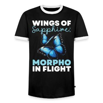 Papillon Amoureux Insecte Bug Bleu Morpho Papillon - T-shirt contrasté Homme - noir/blanc - Devant - AI Model Female 172 light (172cm) & AI Model Male 178 light (178cm)