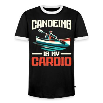 Kanufahren, Kajak, Wassersport, Tretboot, Bootfahren - Männer Kontrast-T-Shirt - Schwarz/Weiß - Vorne - AI Model Female 172 light (172cm) & AI Model Male 178 light (178cm)