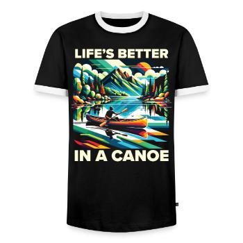 Kanufahren, Kajak, Wassersport, Tretboot, Bootfahren - Männer Kontrast-T-Shirt - Schwarz/Weiß - Vorne - AI Model Female 172 light (172cm) & AI Model Male 178 light (178cm)