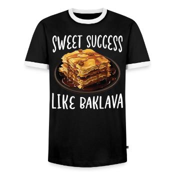 Baklava Pâtisserie Dessert Gourmand Moyen-Orient - T-shirt contrasté Homme - noir/blanc - Devant - AI Model Female 172 light (172cm) & AI Model Male 178 light (178cm)
